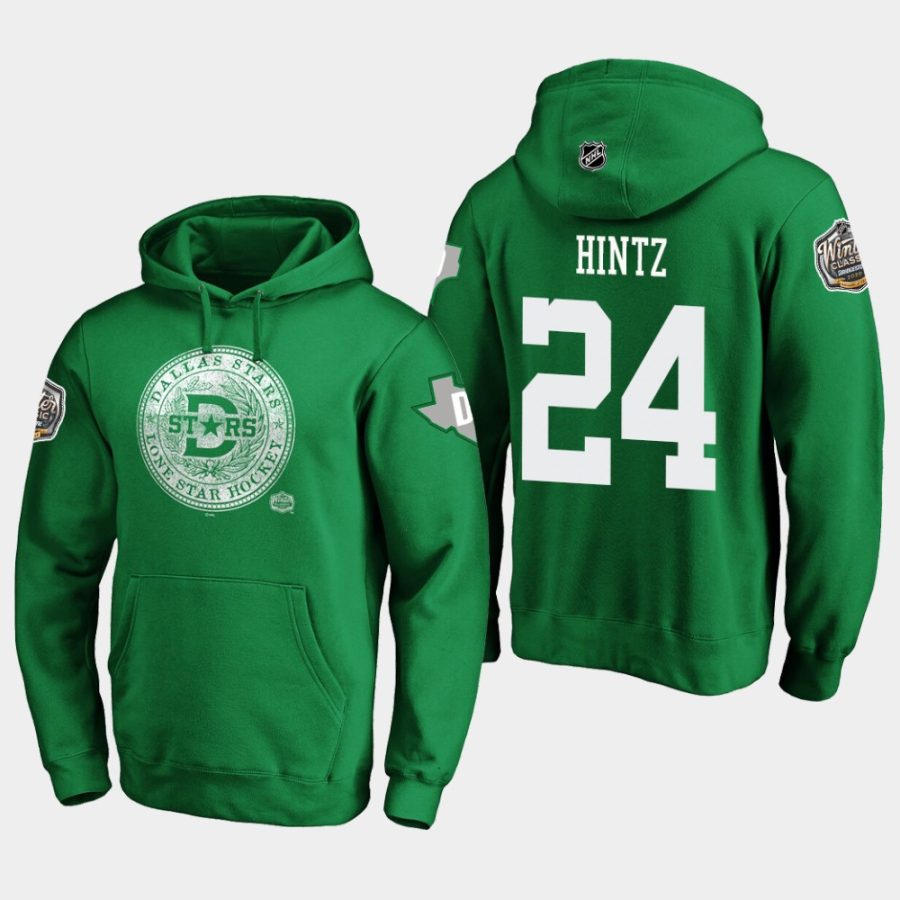 stars roope hintz kelly green 2020 winter classic hometown medallion pullover hoodie