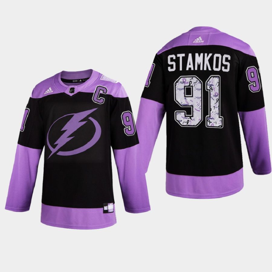 steven stamkos lightning purple 2021 hockey fights cancer night jersey