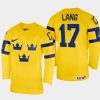 sweden hockey oskar lang 2022 iihf world championship home jersey yellow