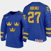 sweden joel holmli 2021 iihf u18 world championship away jersey blue