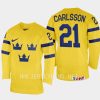 sweden leo carlsson 2023 iihf world junior championship home jersey yellow