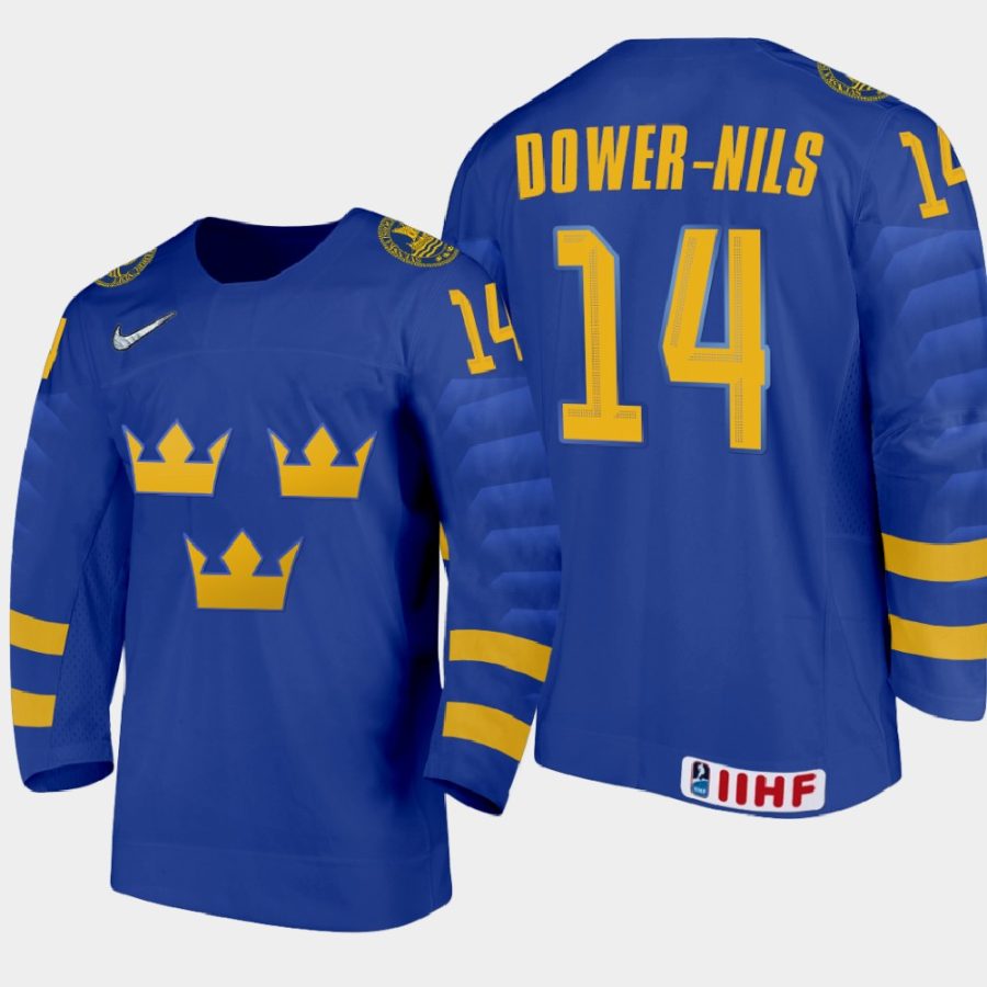 sweden liam dower nilsson 2021 iihf u18 world championship away jersey blue