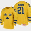 sweden oliver moberg 2021 iihf u18 world championship home jersey gold