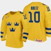 sweden team alexander holtz 2021 iihf world junior championship home jersey gold