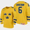 sweden team ludvig hedstrom 2021 iihf world junior championship home jersey gold