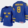 sweden team victor soderstrom 2021 iihf world junior championship away jersey blue