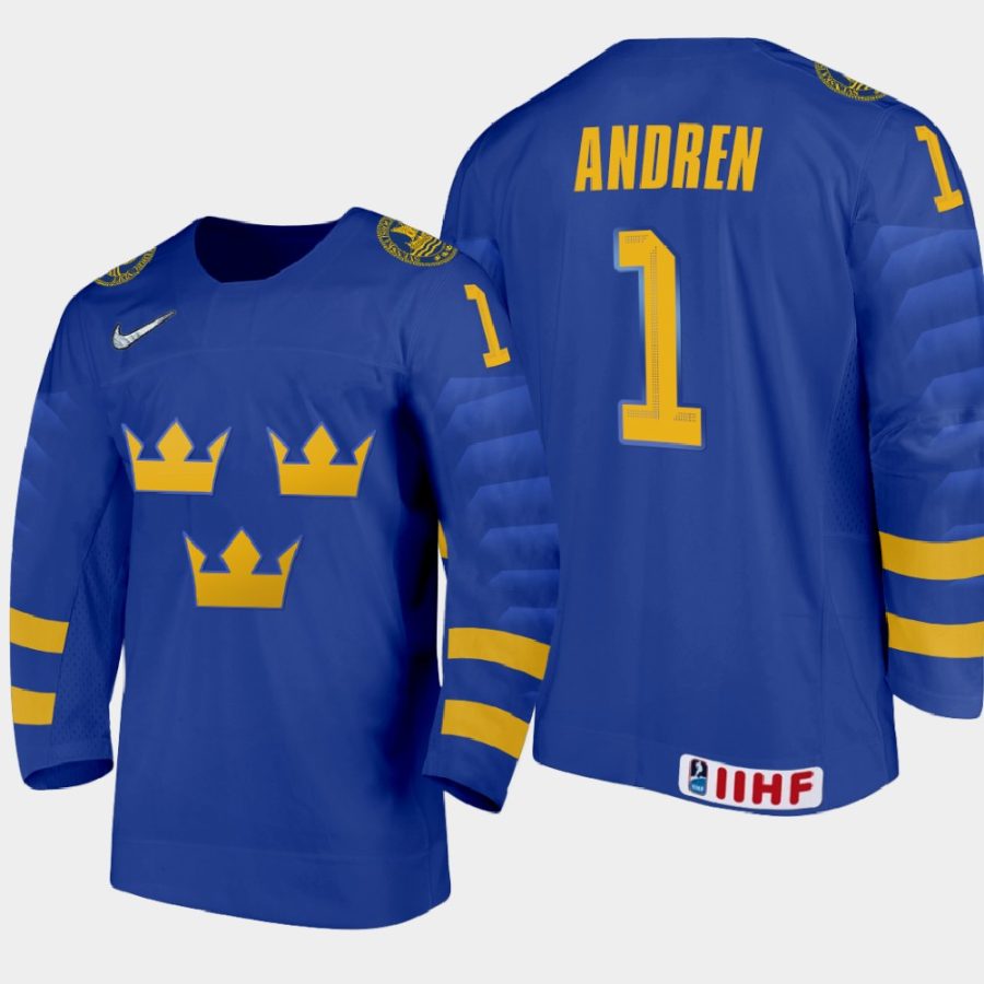 sweden viggo andren 2021 iihf u18 world championship away jersey blue