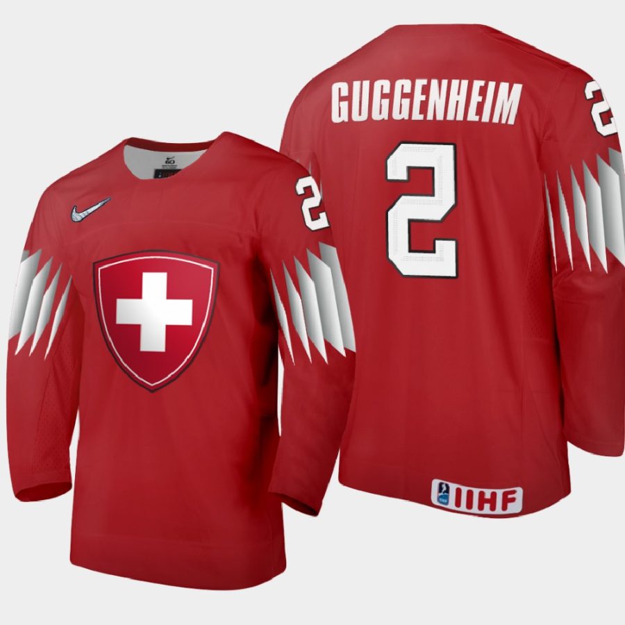 switzerland bastian guggenheim 2021 iihf world junior championship away jersey red