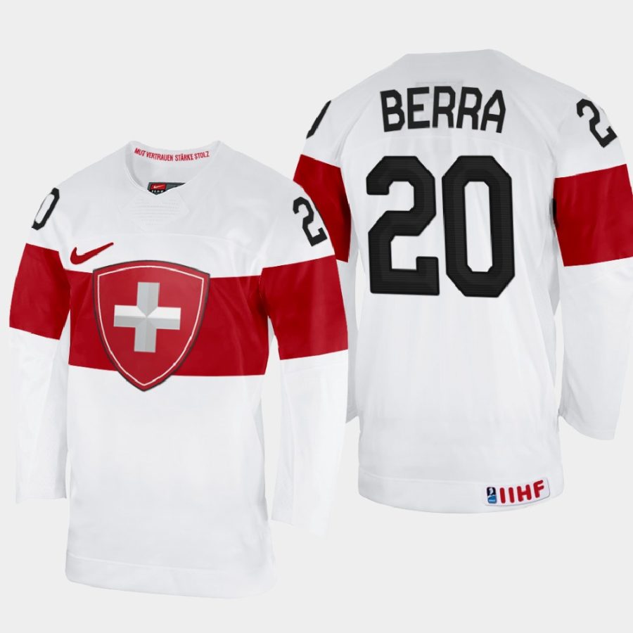 switzerland hockey reto berra 2022 iihf world championship home jersey white