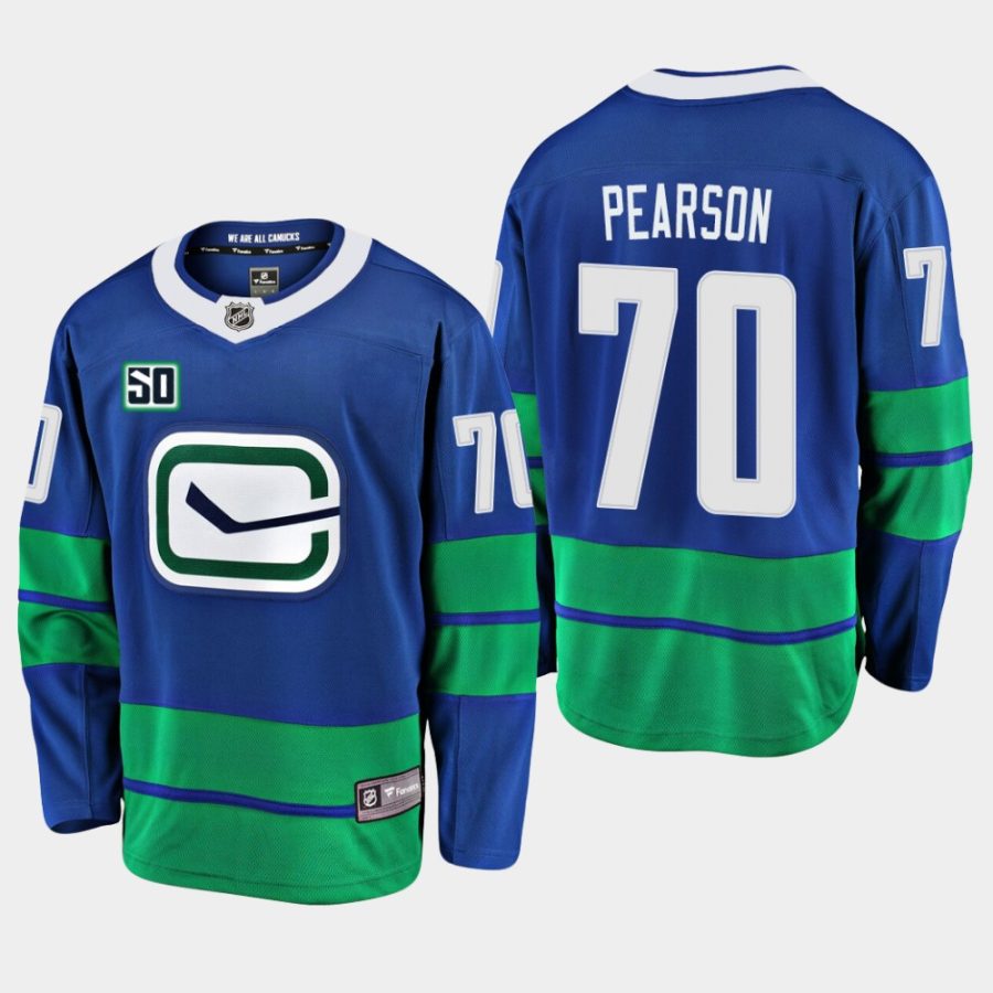 tanner pearson canucks blue 50th anniversary alternate jersey