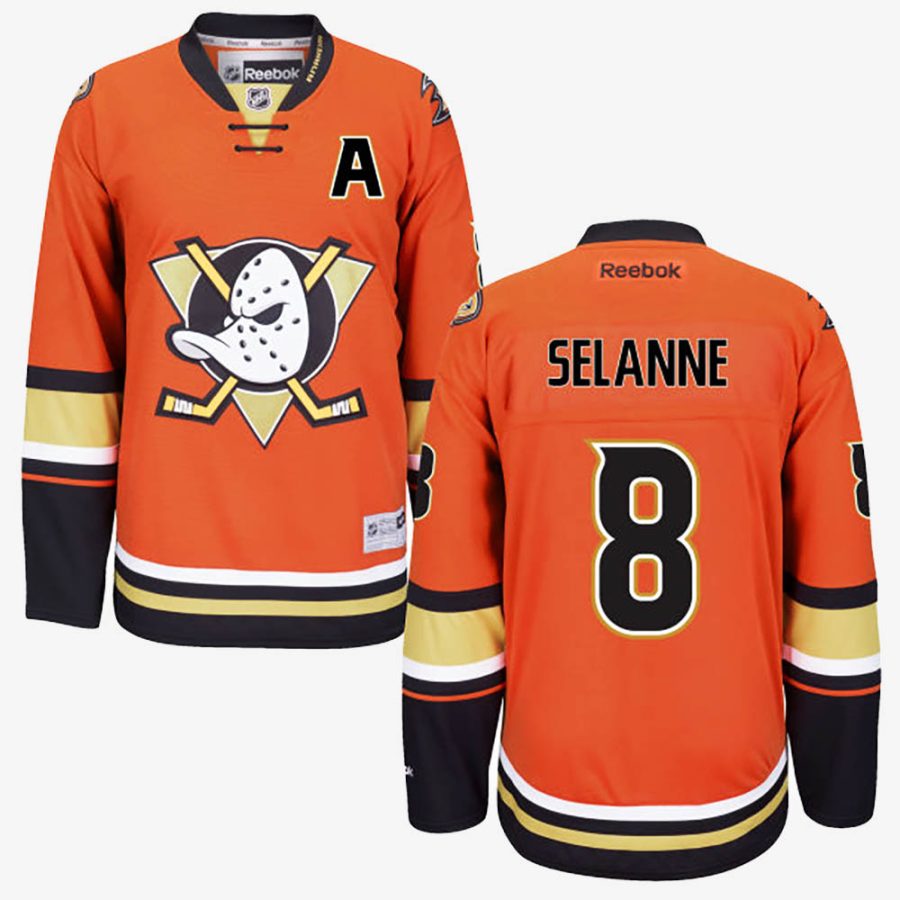 teemu selanne 8 orange alternate premier jersey