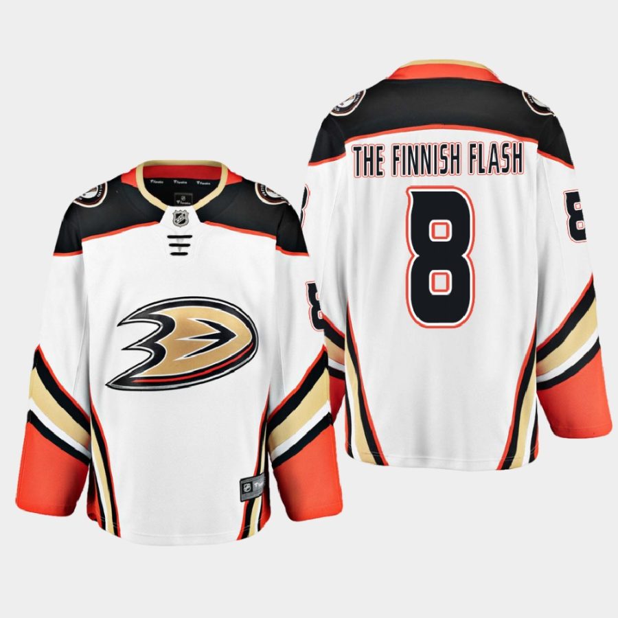 teemu selanne ducks white retired player nikename away jersey