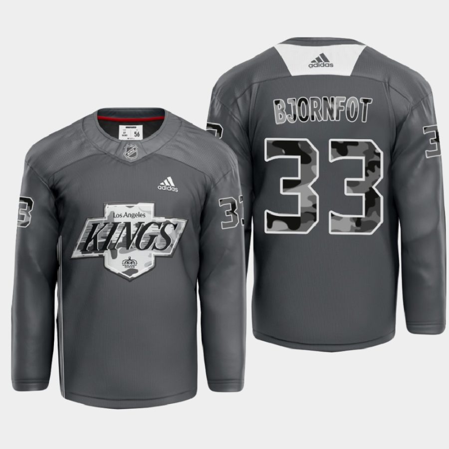 tobias bjornfot undefeated x la kings gray warm up jersey