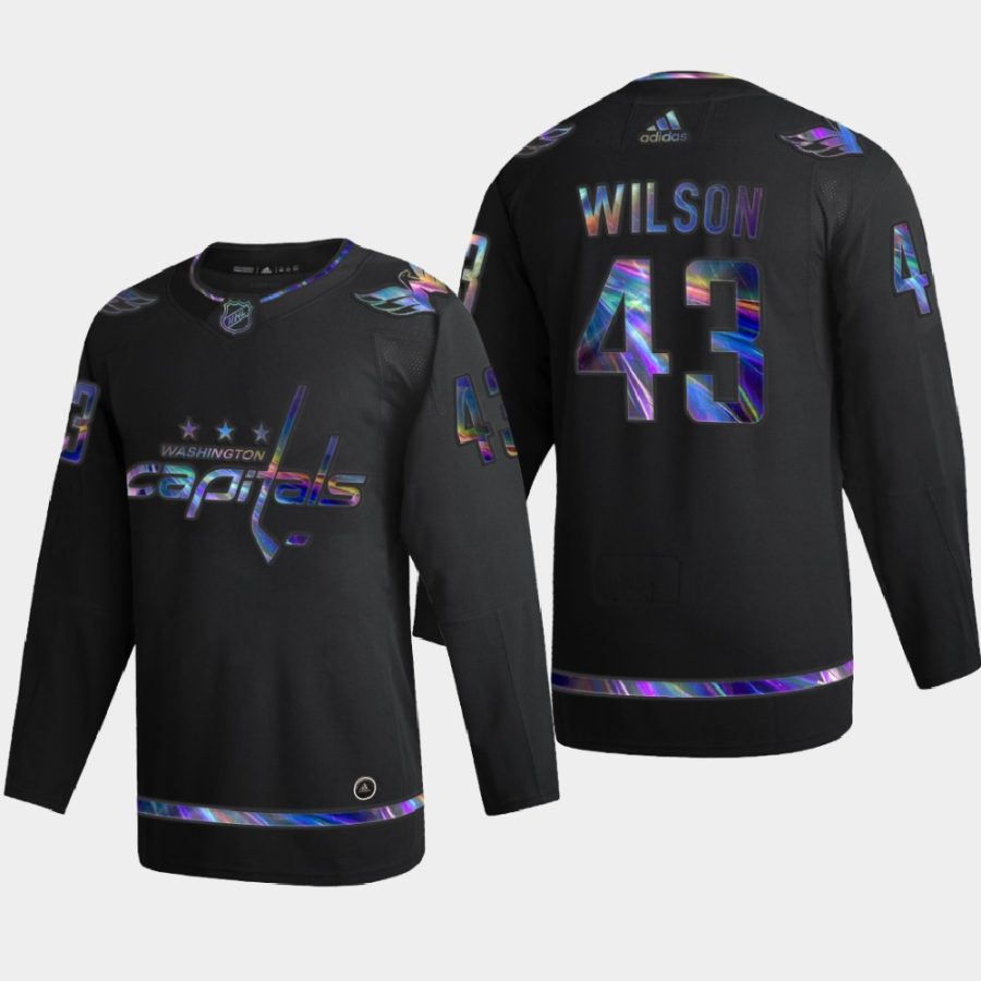 tom wilson capitals black iridescent holographic authentic jersey