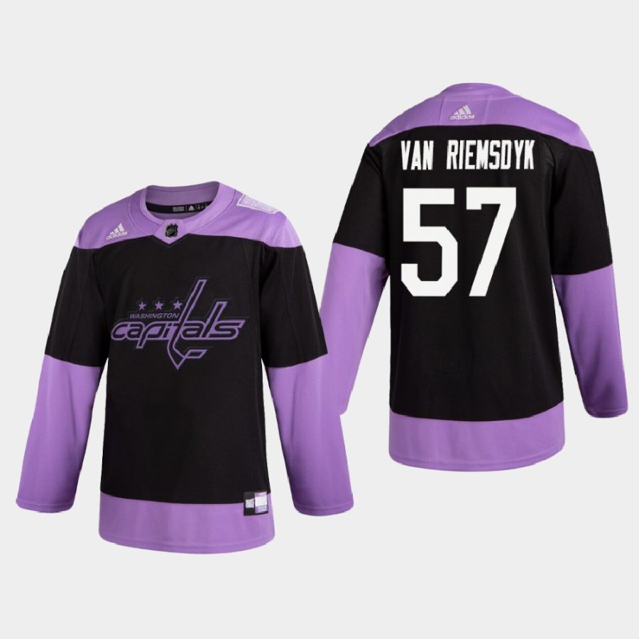 trevor van riemsdyk capitals black 2020 hockey fights cancer practice jersey