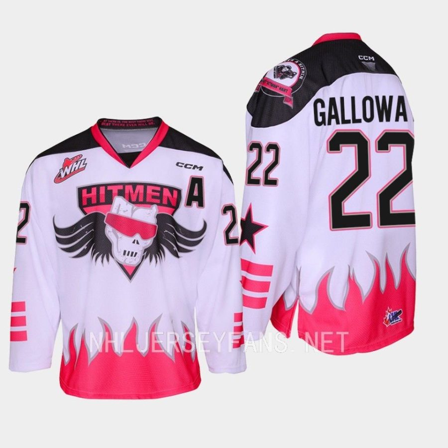 tyson galloway whl hitmen white 2023 bret hart themed three count jersey