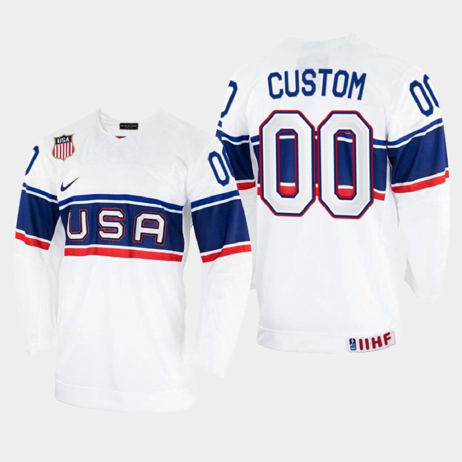 usa hockey custom 2022 iihf world championship home jersey white