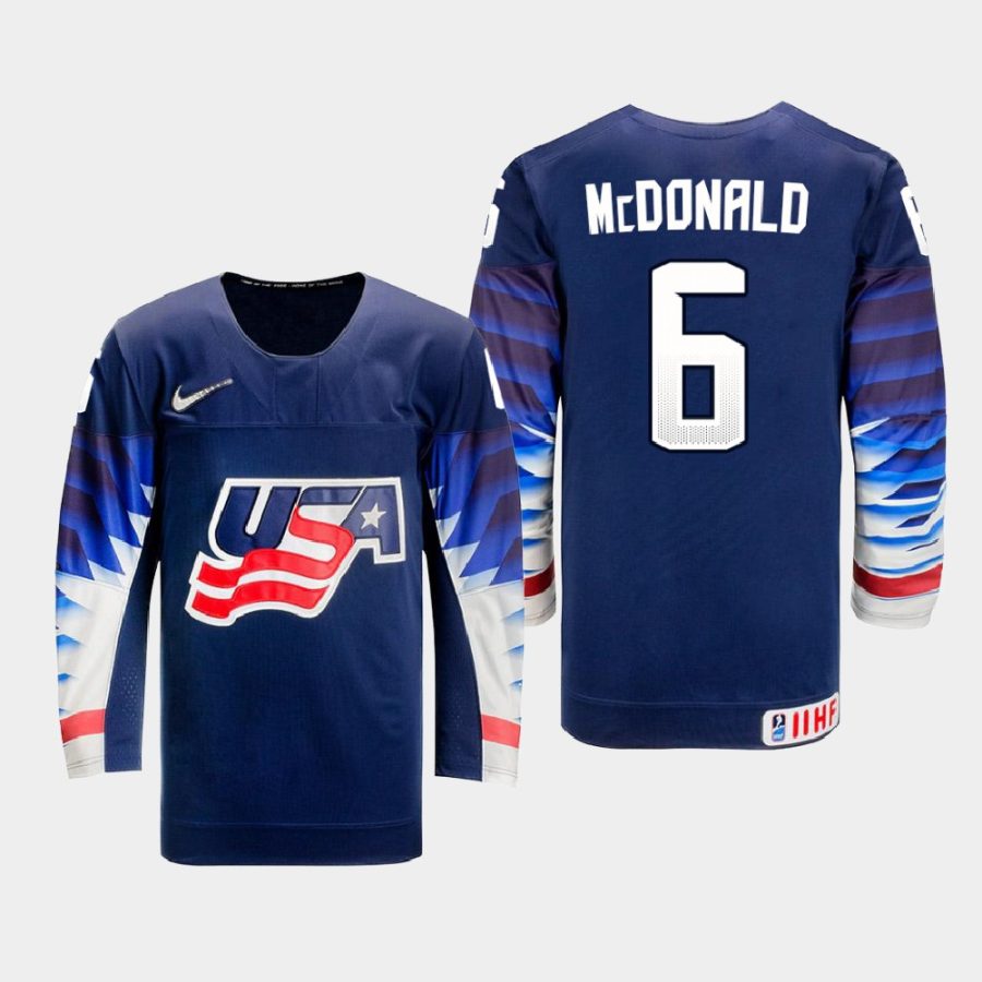 usa team cam mcdonald 2021 iihf world junior championship away jersey navy