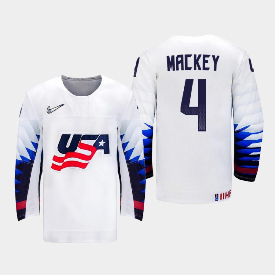 usa team connor mackey 2021 iihf world championship home jersey white