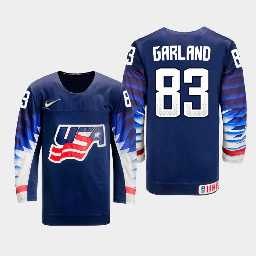 usa team conor garland 2021 iihf world championship away jersey navy