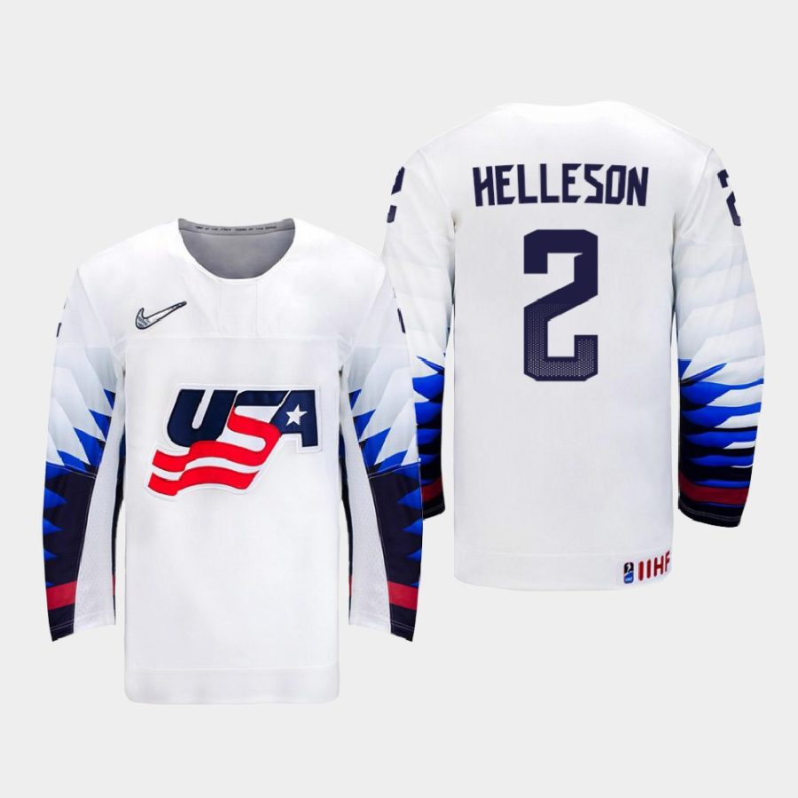 usa team drew helleson 2021 iihf world junior championship home jersey white