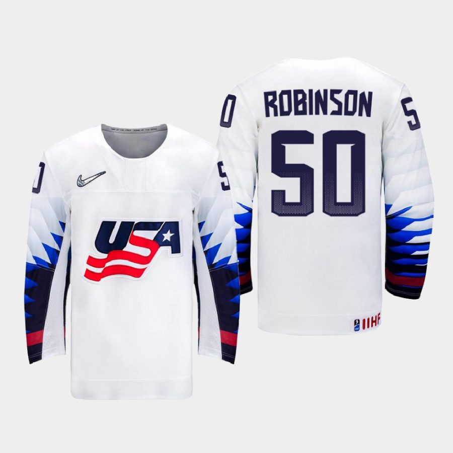 usa team eric robinson 2021 iihf world championship home jersey white