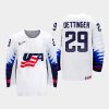 usa team jake oettinger 2021 iihf world championship home jersey white