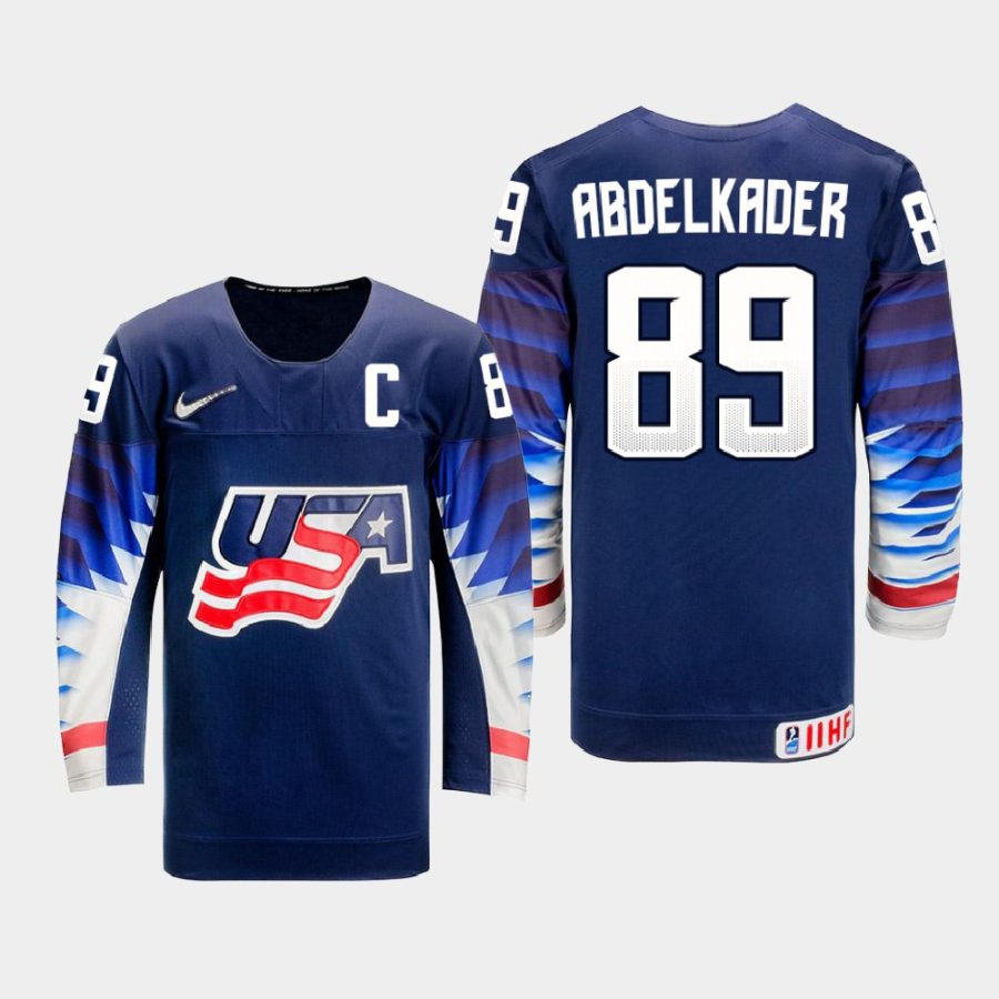 usa team justin abdelkader 2021 iihf world championship away jersey navy