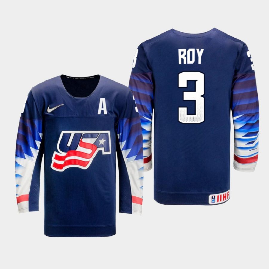 usa team matt roy 2021 iihf world championship away jersey navy