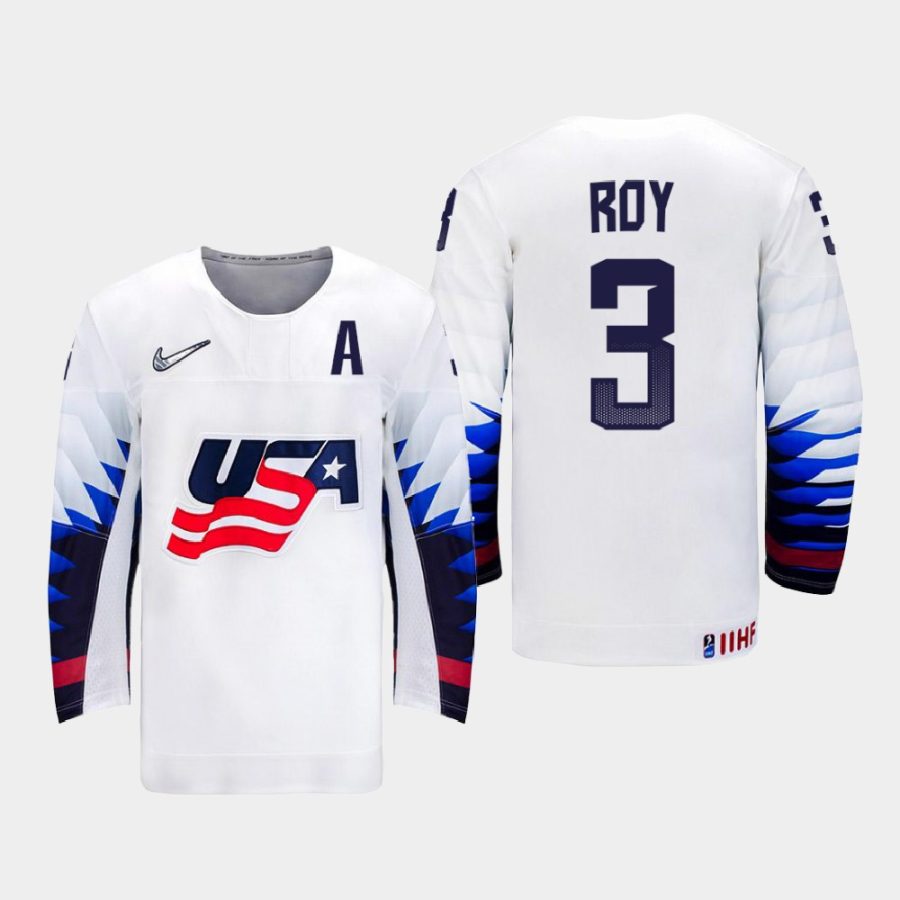 usa team matt roy 2021 iihf world championship home jersey white