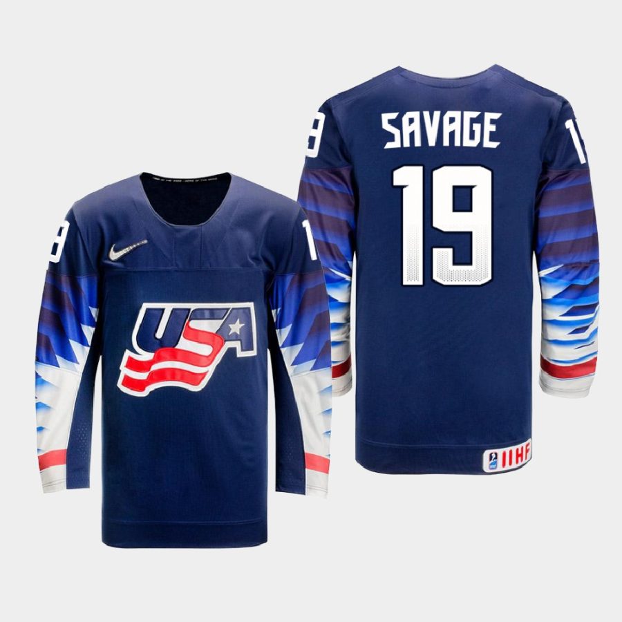 usa team red savage 2021 iihf u18 world championship away jersey navy