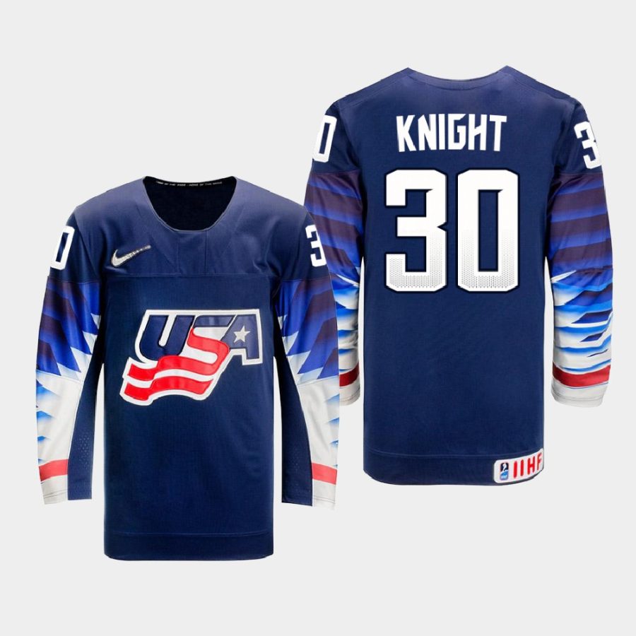 usa team spencer knight 2021 iihf world junior championship away jersey navy