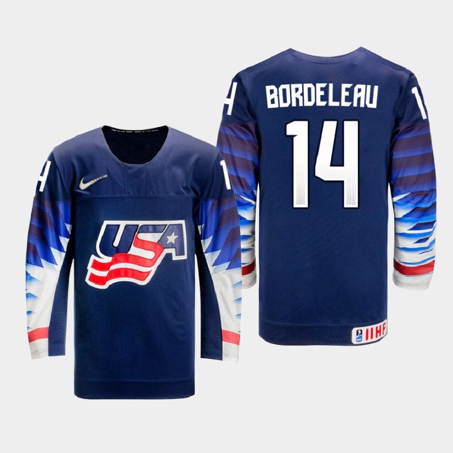 usa team thomas bordeleau 2021 iihf world junior championship away jersey navy