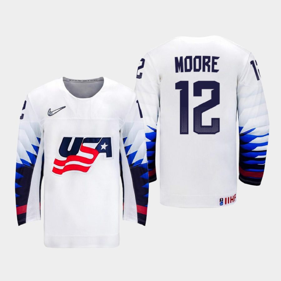 usa team trevor moore 2021 iihf world championship home jersey white