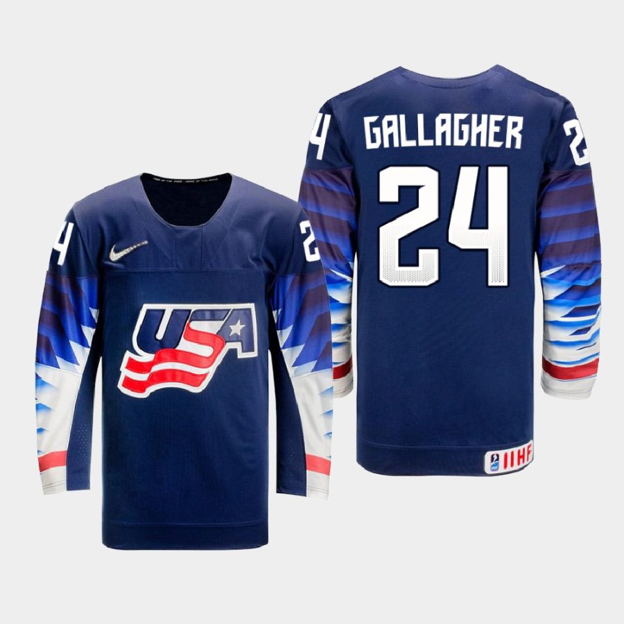 usa team ty gallagher 2021 iihf u18 world championship away jersey navy