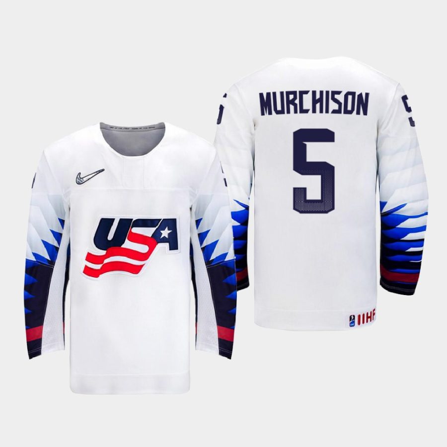 usa team ty murchison 2021 iihf u18 world championship home jersey white