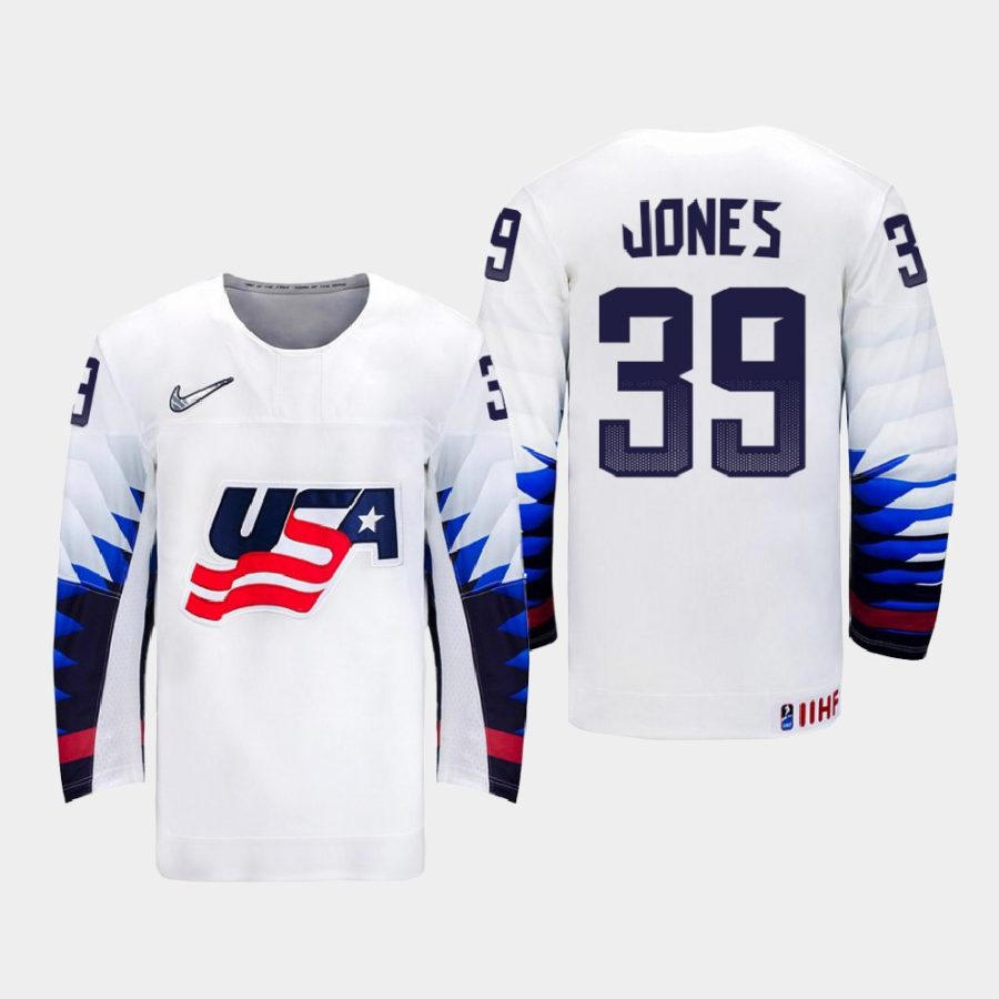 usa team zac jones 2021 iihf world championship home jersey white