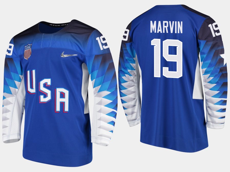 usa teamwomen usa team gigi marvin 2018 pyeongchang olympics blue player jersey