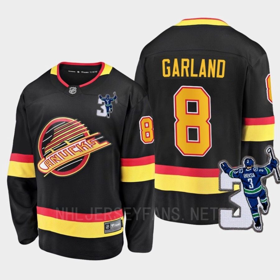 vancouver canucks conor garland kevin bieska patch throwback jersey black