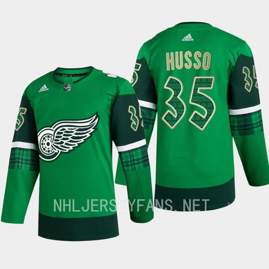 ville husso red wings green 2023 st. patricks day primegreen authentic jersey