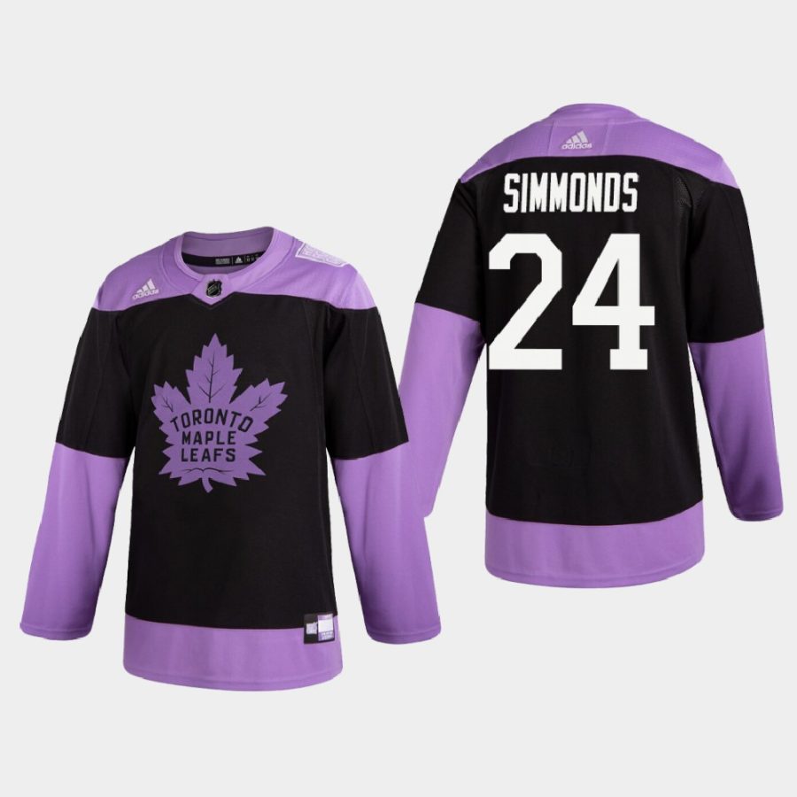 wayne simmonds maple leafs black 2020 hockey fights cancer practice jersey