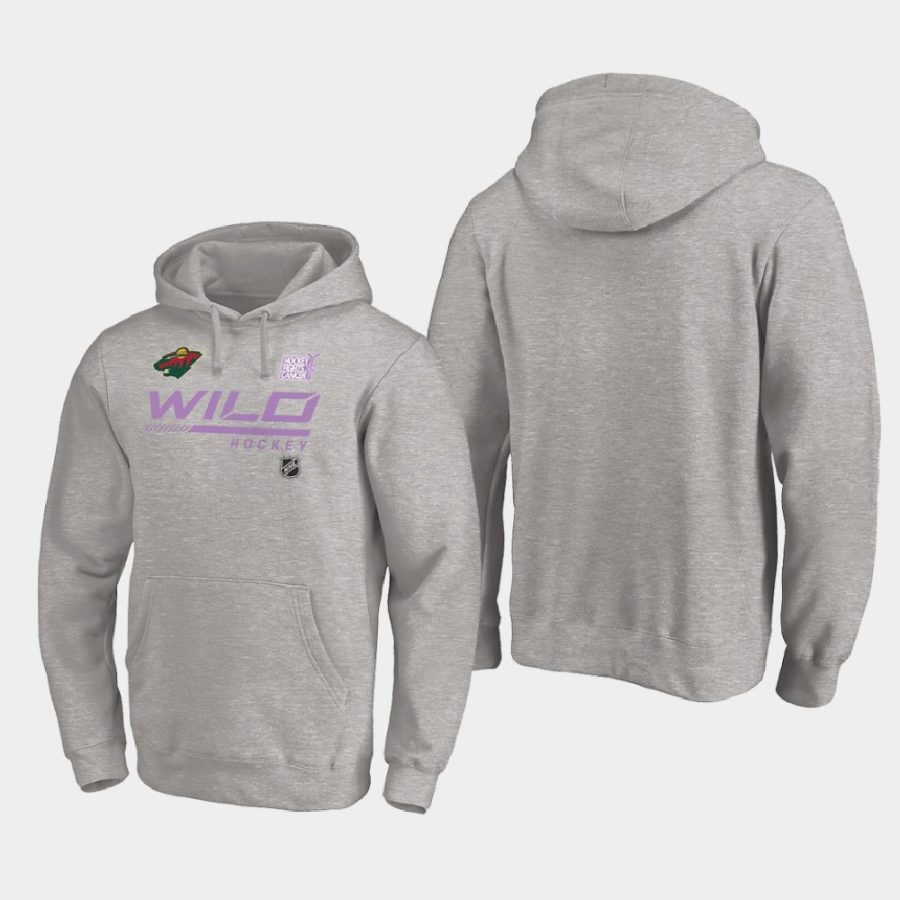 wild heather gray 2020 hockey fights cancer pullover hoodie