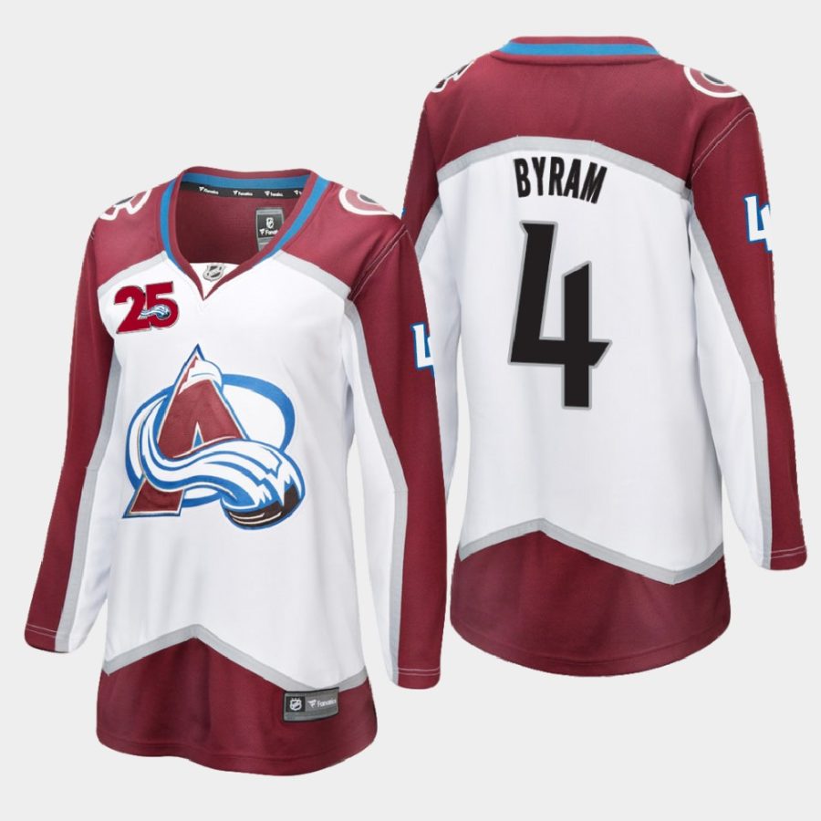 women avalanche bowen byram white 2020 21 25th anniversary away jersey 0a