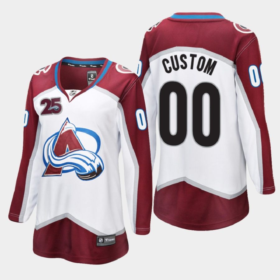 women avalanche custom white 2020 21 25th anniversary away jersey