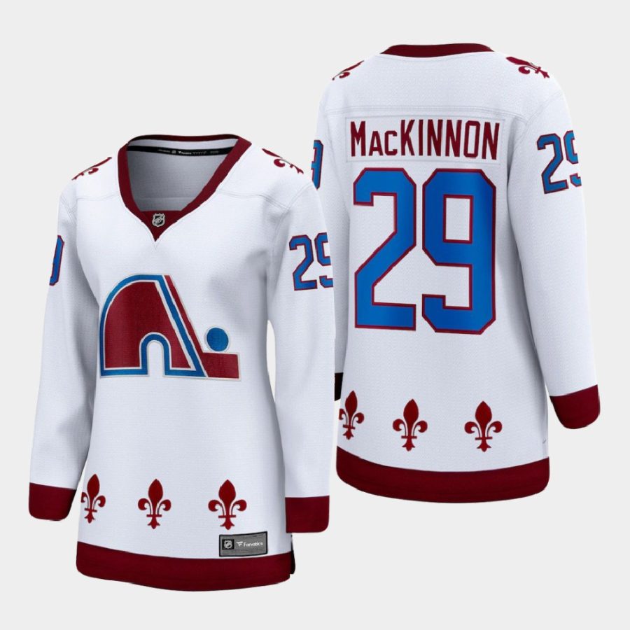 women avalanche nathan mackinnon white 2020 21 reverse retro special edition breakaway player jersey