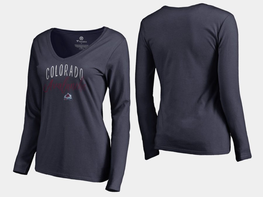 women avalanche navy graceful long sleeve v neck t shirt