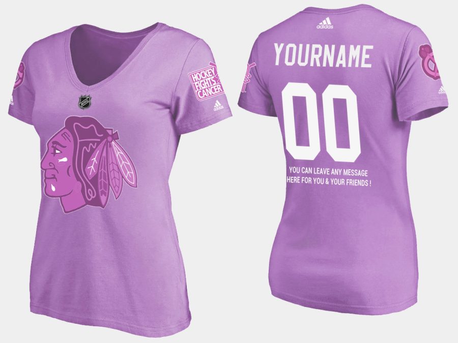 women blackhawks custom fights cancer purple t shirt