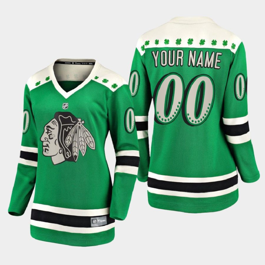 women blackhawks custom green 2021 st. patricks day jersey