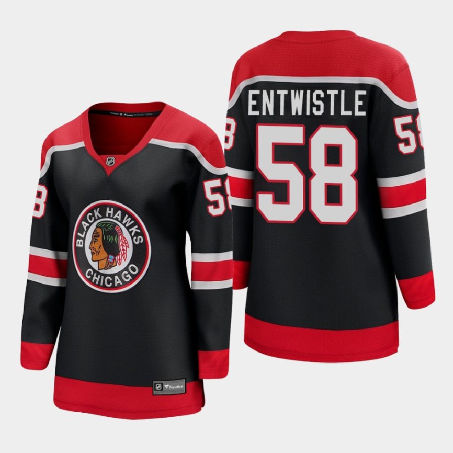 women blackhawks mackenzie entwistle black 2021 reverse retro jersey