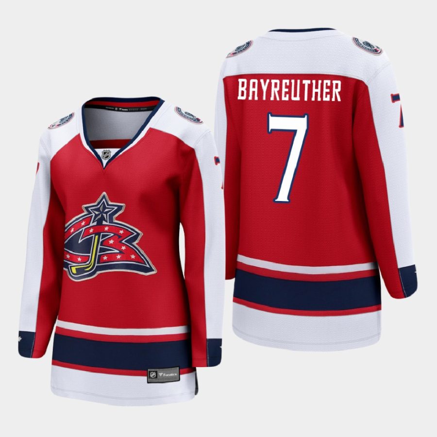 women blue jackets gavin bayreuther red 2021 reverse retro jersey